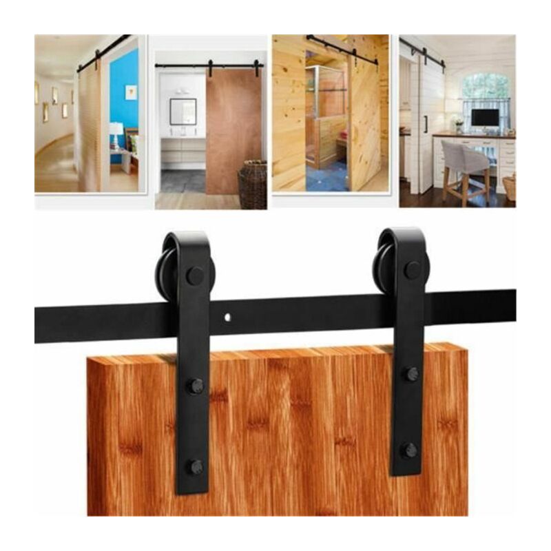 foto del prodotto axhup sistema di binari per porta scorrevole in legno per porta con piccole ruote 200cm