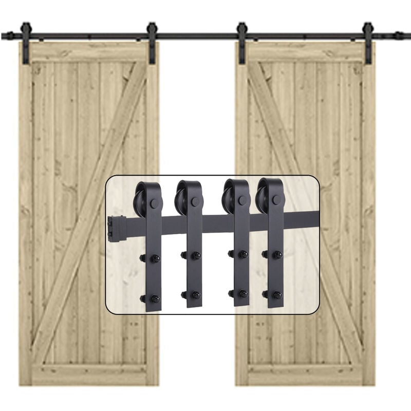 immagine 0 del prodotto axhup sospeso kit guide hardware scorrevoli porta del fienile doppia porta 2,0m
