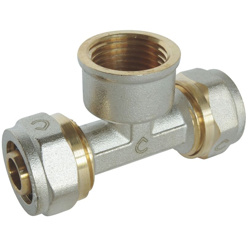 foto del prodotto ayor somatherm for you 3773 16 15 tee di compressione per il tubo multistrato 16 femmina 15 21 1 2 al centro 16 f15 21 16