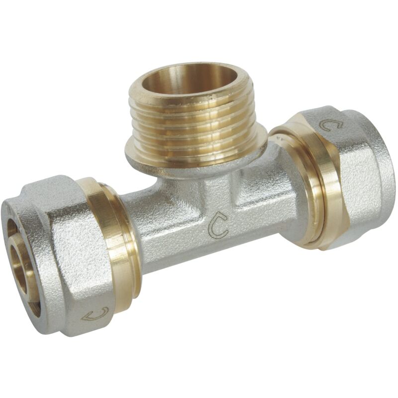 foto del prodotto ayor somatherm for you 3775 16 15s tee di compressione per il tubo multistrato 16 maschio 15 21 1 2 al centro 16 m15 21 16