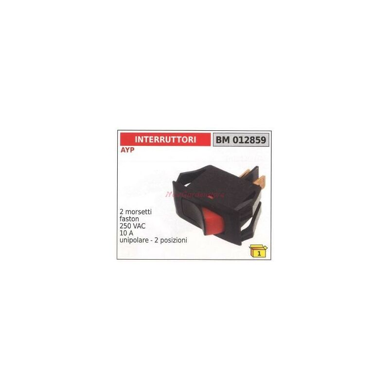foto del prodotto ayp interruttore 2 morsetti faston piccoli 250 vac 10 a unipolare 012859