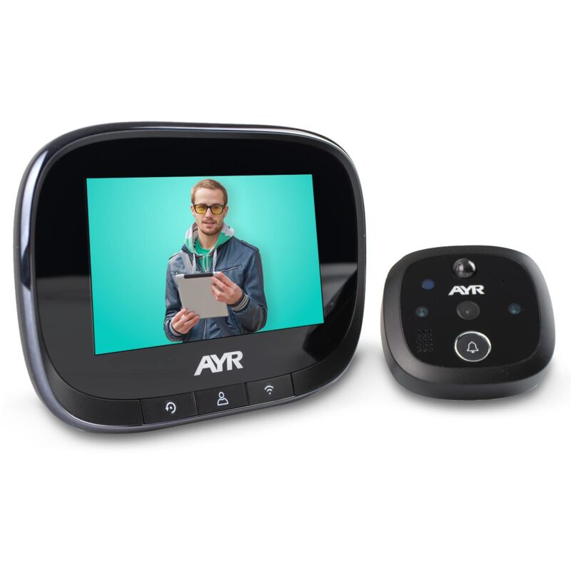 foto del prodotto ayr spioncino digitale wifi 762. proteggi la tua porta. ampio schermo da 4,3 , sensore di movimento, infrarossi e visione notturna. prova con alexa