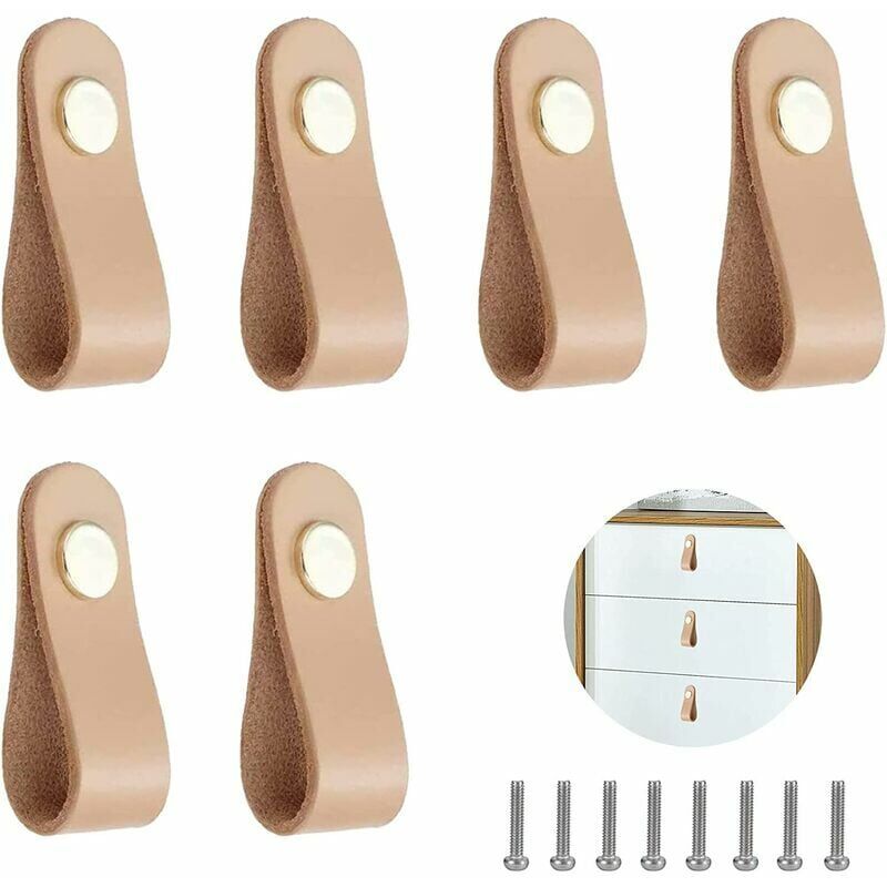 foto del prodotto ayyqh maniglie per mobili in pelle con viti di fissaggio maniglie per armadi, cucine e porte