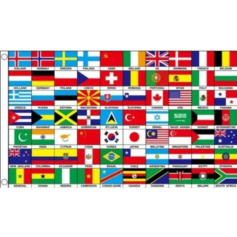 foto del prodotto az flag bandiera 70 paesi del mondo 150x90cm bandiera 70 stati del mondo 90 x 150 cm
