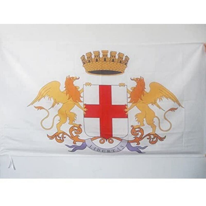 foto del prodotto az flag bandiera citt di genova con stemma 90x60cm bandiera genoa con blasone 60 x 90 cm foro per asta