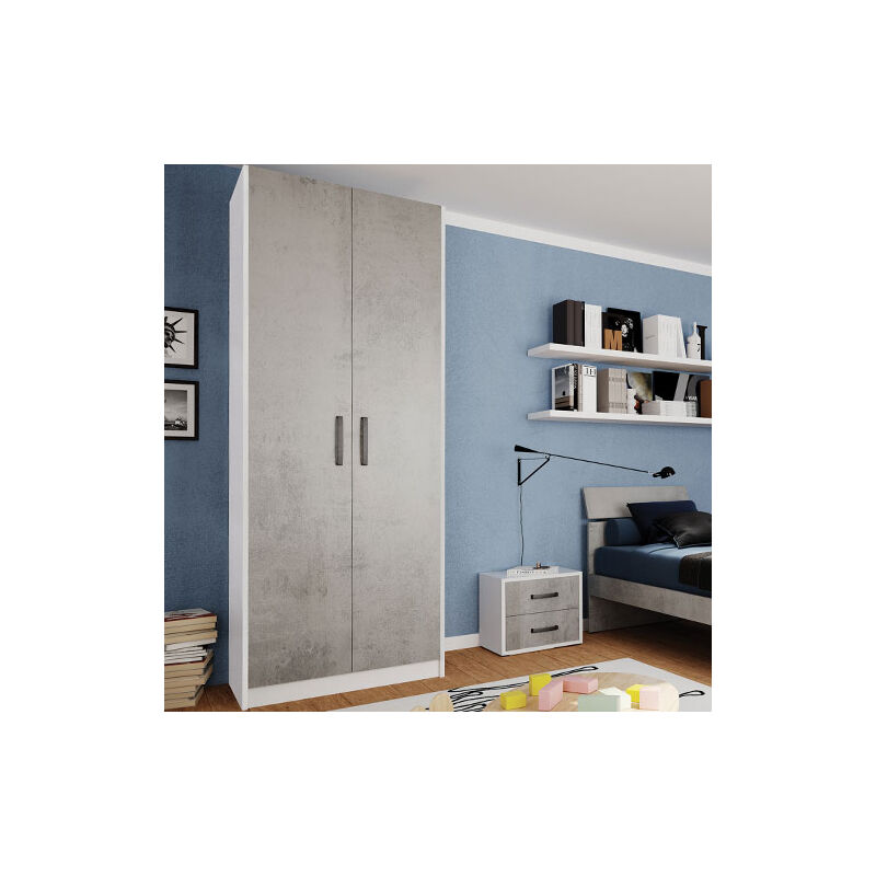 foto del prodotto azur line armadio 2 ante colore grigio cemento dimensioni cm 90x52x h. 210