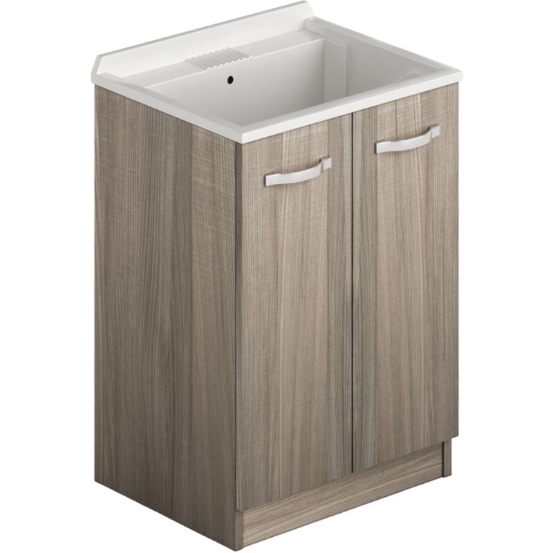foto del prodotto azur line mobile lavatoio con 2 ante in legno olmo vaschetta in resina bagno lavabo