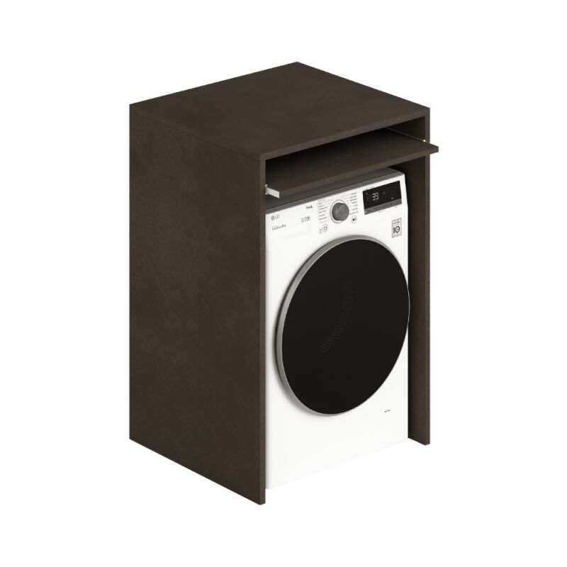 foto del prodotto azur line - mobile per lavatrice in legno color fango con ripiano estraibile