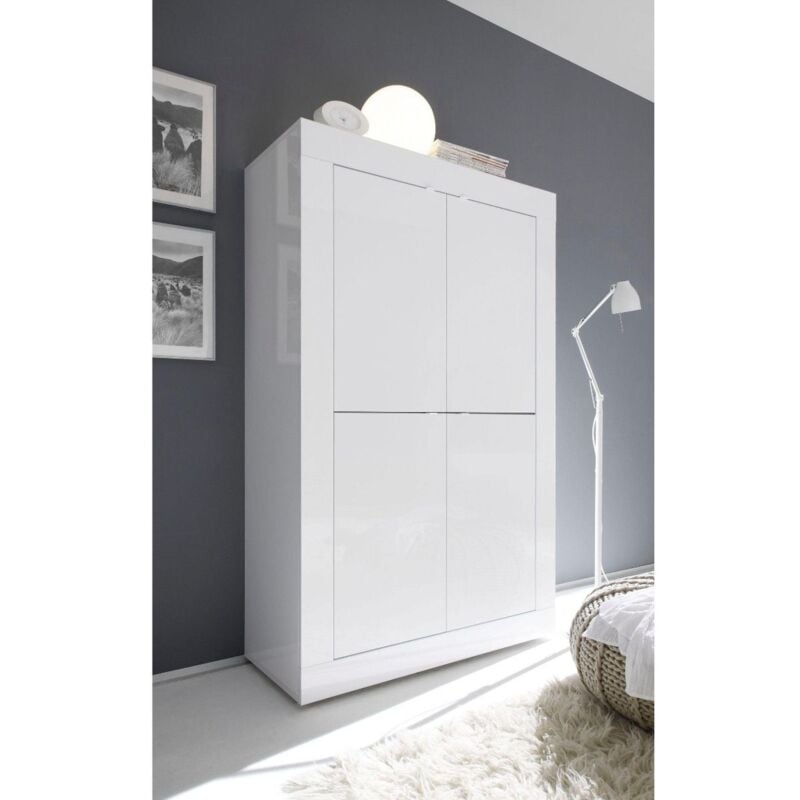 foto del prodotto azura home design - mobile linea basic con 4 ante in finitura bianco laccato lucido