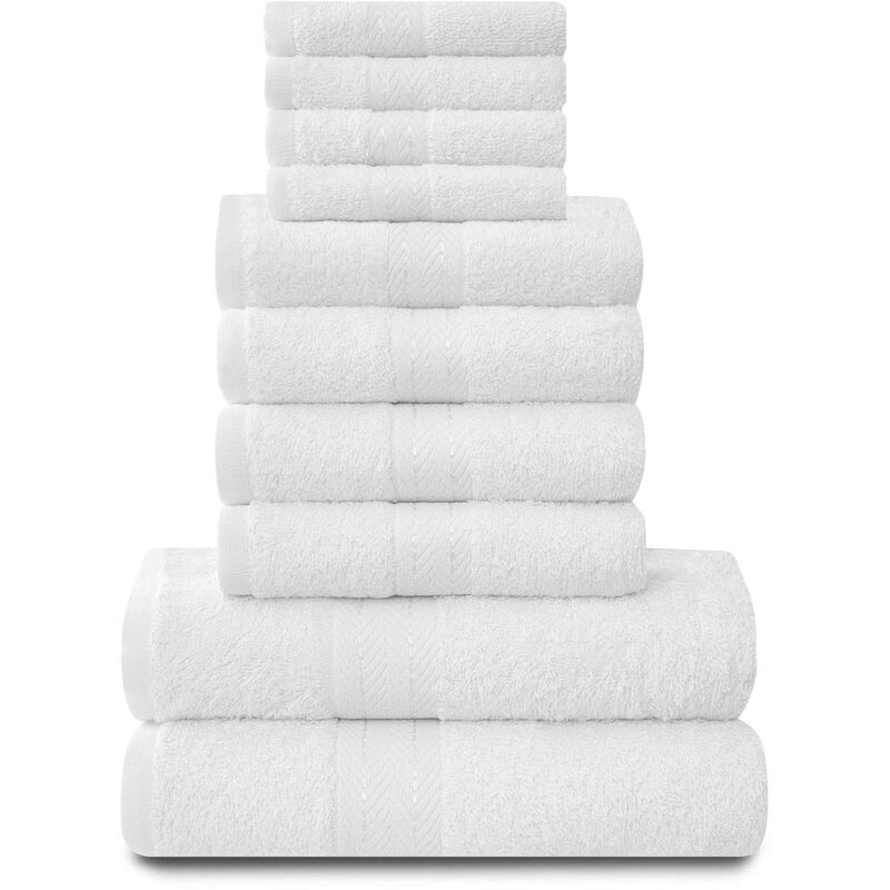 foto del prodotto azzoro gaveno cavalia set di 10 asciugamani toronto, in cotone, con 4 facce, 4 mani e 2 da bagno, colore bianco, piazza e mezza, 28 x 23 x 20 cm, 10