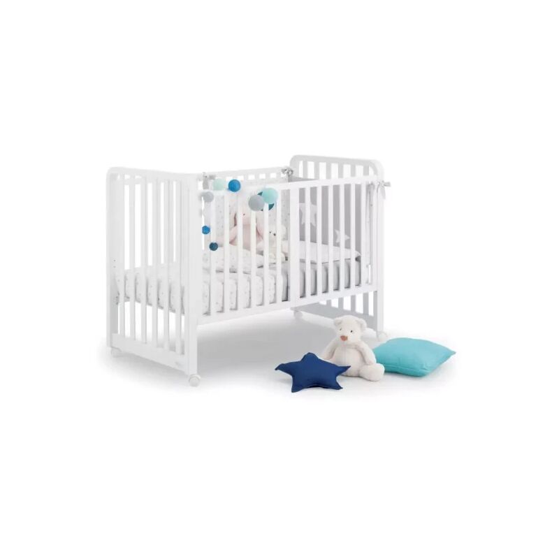 foto del prodotto azzurra lettino evolutivo glam bianco 8 in 1 con materasso e set tessile grigio