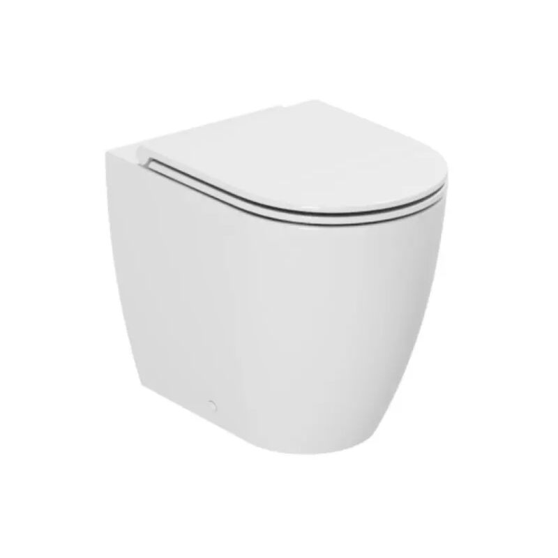 foto del prodotto azzurra vaso wc a terra filo parete in ceramica bianca serie comoda vaso filoparete con sistema easy clean