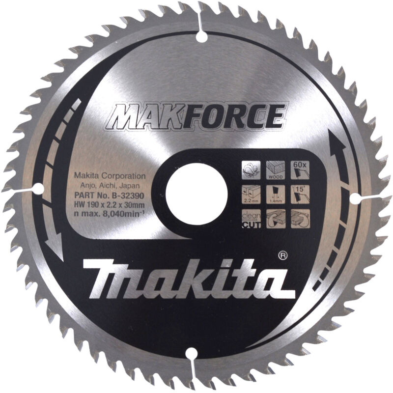 foto del prodotto b 32390 lama makforce tct 190x30mm 60t makita