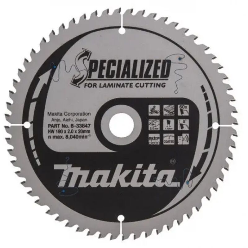 foto del prodotto b 33847 specialized lama per taglio di mdf e laminati 190x20 mm makita