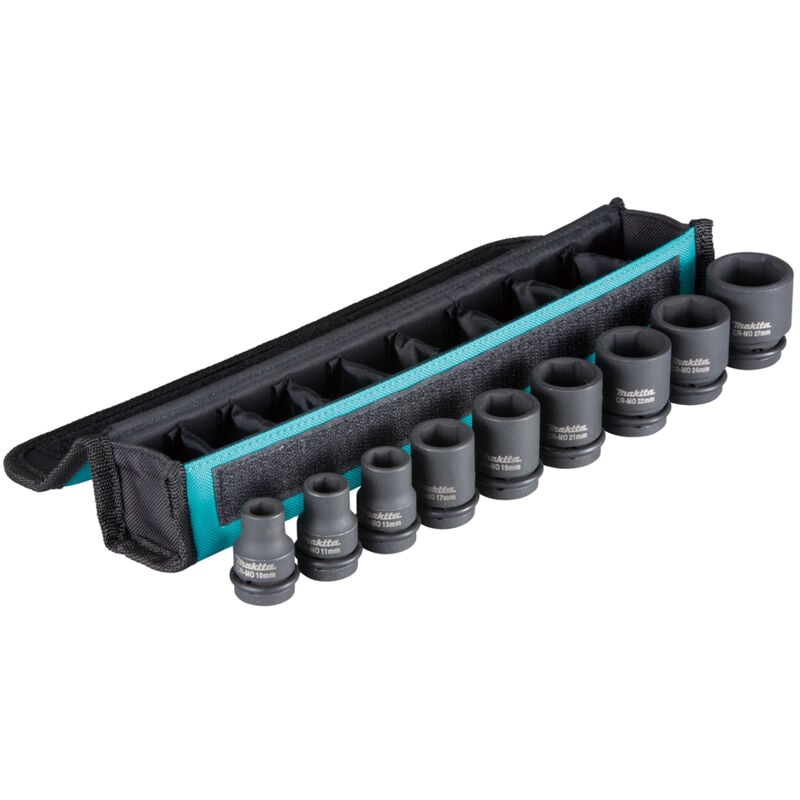 foto del prodotto b 69749 set 9 bussole 10 11 13 17 19 21 22 24 27mm 1 2 custodia makita