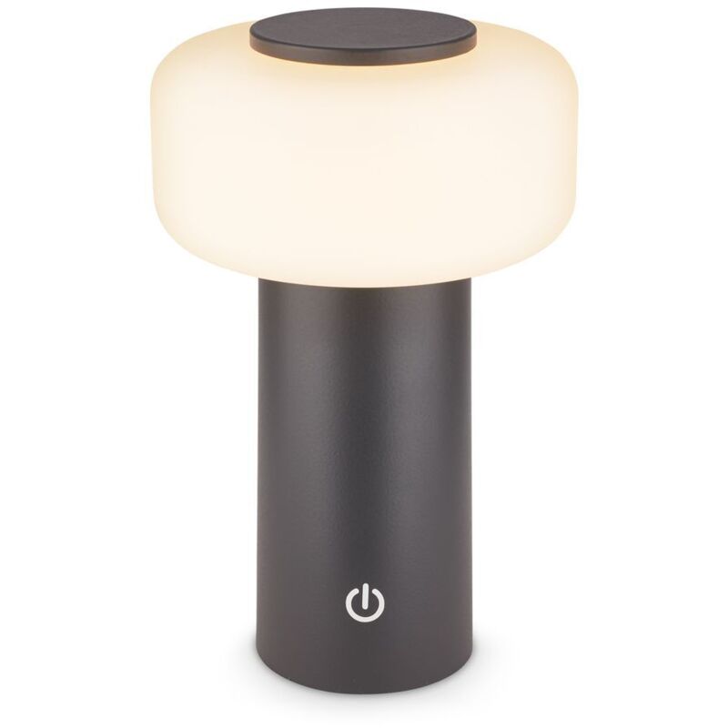 foto del prodotto b.k.licht - briloner juna lampada da tavolo senza fili ip44, dimmerabile, touch, batteria ricaricabile, protezione dagli spruzzi d'acqua, antracite, ø13 x 20,6 cm
