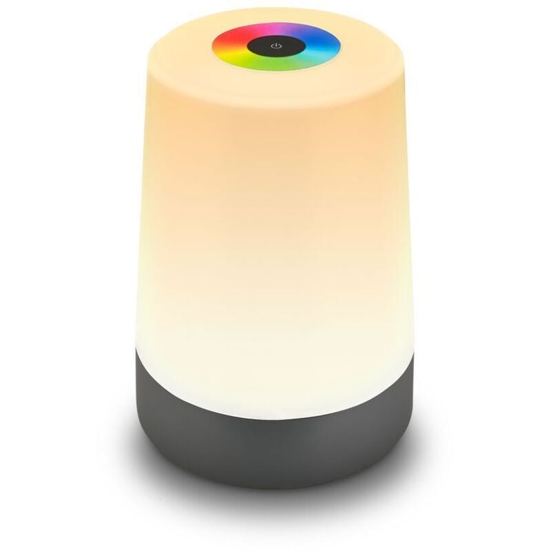 foto del prodotto b.k.licht - briloner nubsi lampada da tavolo led senza fili ip44, dimmerabile, rgb w, touch, batteria, protezione dagli spruzzi d'acqua, antracite