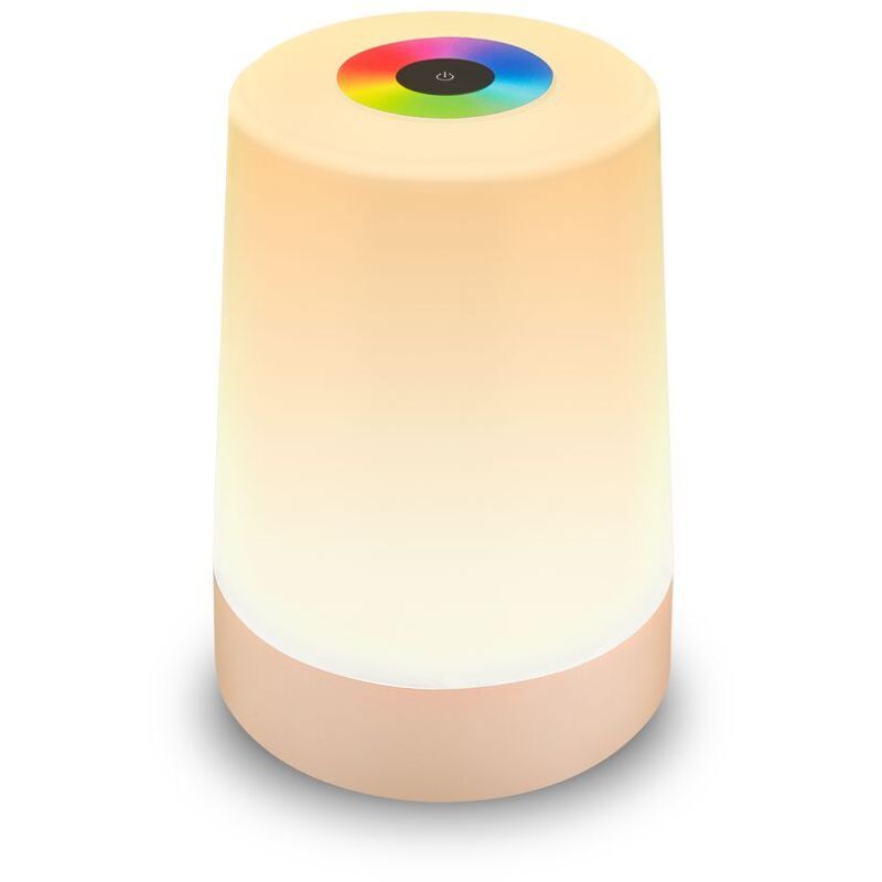 foto del prodotto b.k.licht briloner nubsi lampada da tavolo led senza fili ip44, dimmerabile, rgb w, touch, batteria, protezione dagli spruzzi d acqua, beige opaco,