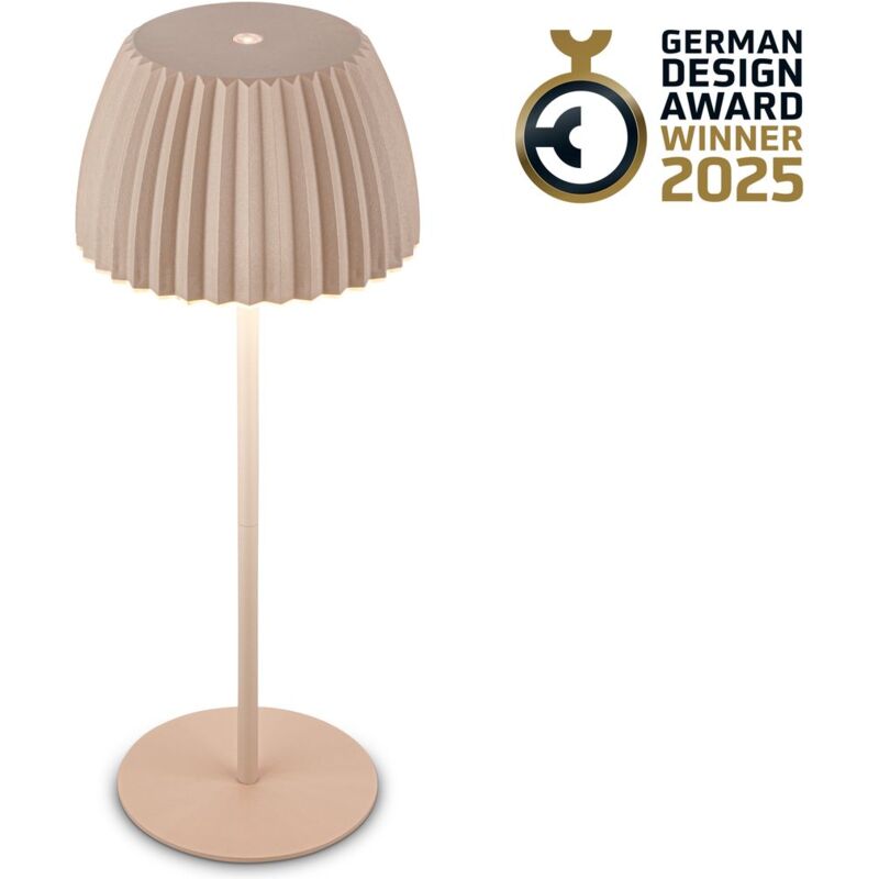 foto del prodotto b.k.licht briloner riffle lampada da tavolo senza fili ip44, dimmerabile, touch, batteria ricaricabile, vincitrice del german design award 2025,