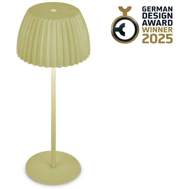 foto del prodotto b.k.licht - briloner riffle lampada da tavolo senza fili ip44, dimmerabile, touch, batteria ricaricabile, vincitrice del german design award 2025, verde, ø14,5 x 36,5 cm