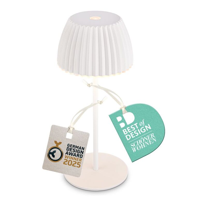 foto del prodotto b.k.licht briloner riffle mini lampada da tavolo led senza fili ip44, dimmerabile, touch, batteria ricaricabile, vincitrice del german design award