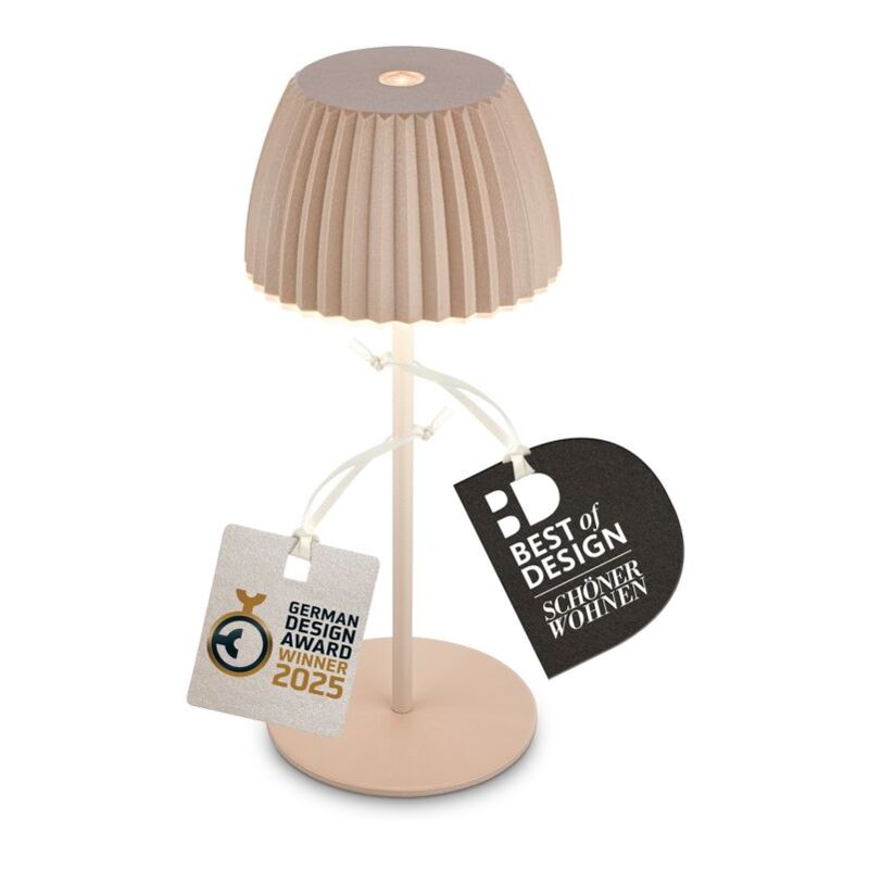 foto del prodotto b.k.licht briloner riffle mini lampada da tavolo led senza fili ip44, dimmerabile, touch, batteria ricaricabile, vincitrice del german design award