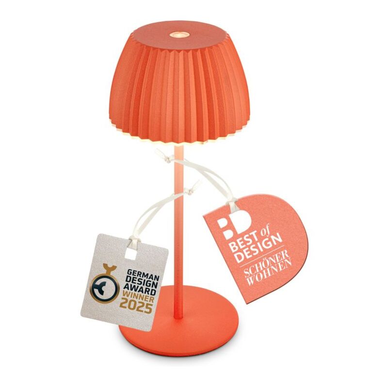 foto del prodotto b.k.licht briloner riffle mini lampada da tavolo led senza fili ip44, dimmerabile, touch, batteria ricaricabile, vincitrice del german design award