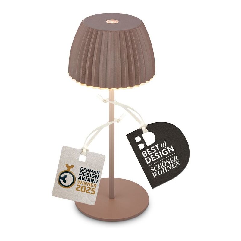 foto del prodotto b.k.licht briloner riffle mini lampada da tavolo led senza fili ip44, dimmerabile, touch, batteria ricaricabile, vincitrice del german design award