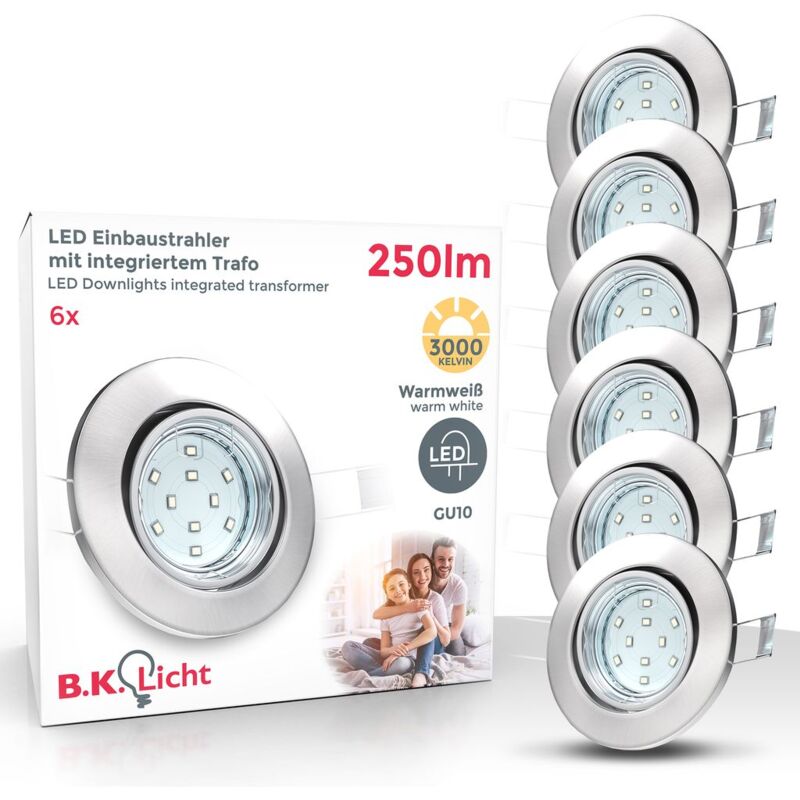 foto del prodotto b.k.licht faretti led ad incasso orientabili, include lampadine gu10 da 3w, diametro foro 68mm, faretti da soffitto e per l illuminazione da