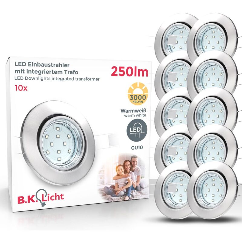 foto del prodotto b.k.licht faretti led ad incasso orientabili, include lampadine gu10 da 3w, diametro foro 68mm, faretti da soffitto e per l illuminazione da