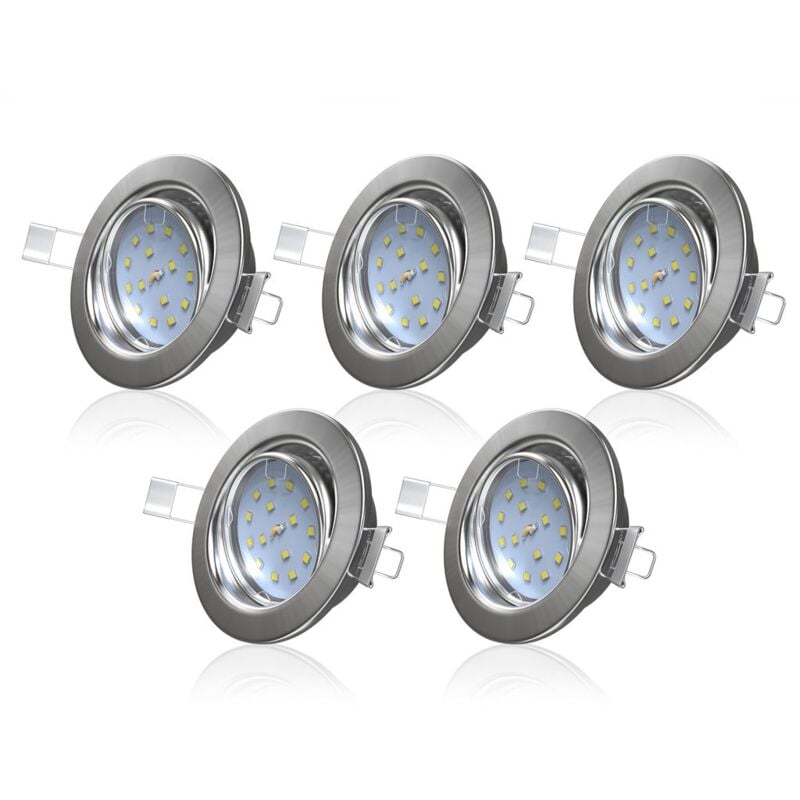 foto del prodotto b.k.licht faretti led ad incasso orientabili, moduli con led integrati 5w, 400lm, diametro foro 68mm, set da 5 faretti ultrasottili da soffitto,