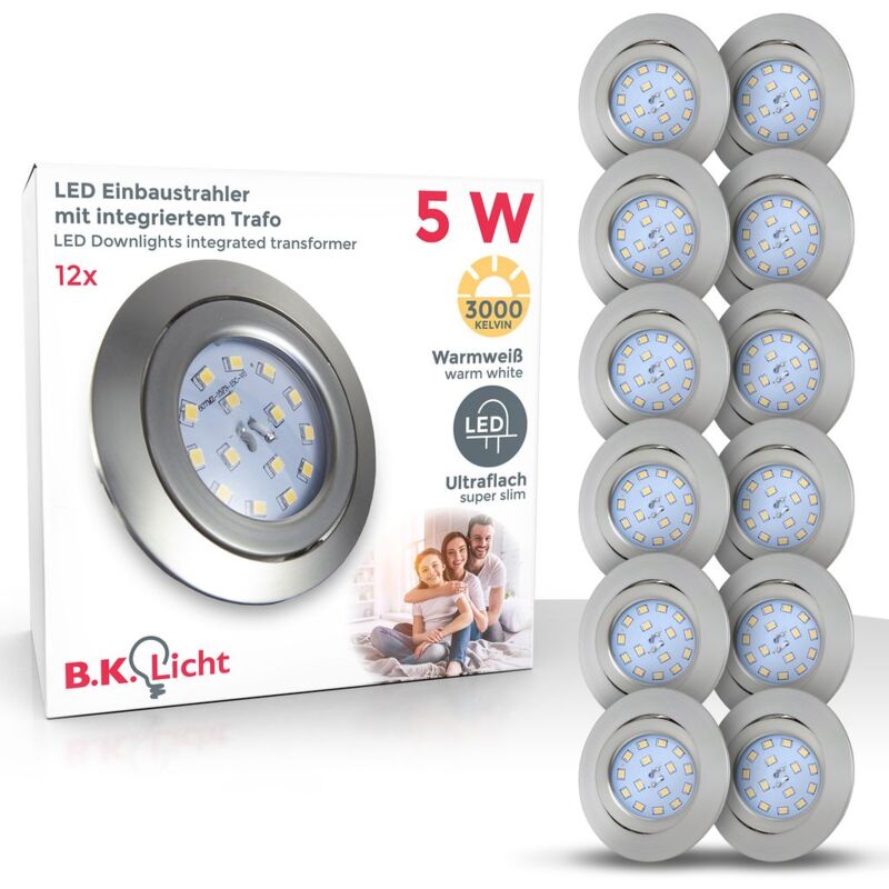 foto del prodotto b.k.licht faretti led ad incasso orientabili, set da 12, include led integrati 5w, diametro foro 68mm, lampade incasso per l illuminazione da
