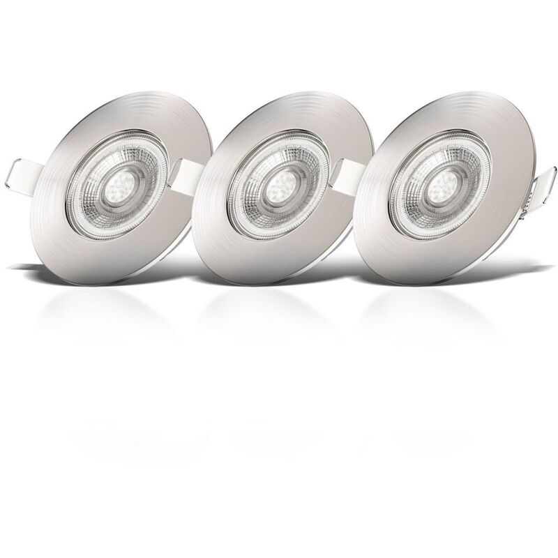 foto del prodotto b.k.licht faretti led da incasso dimmerabili ultrapiatti per bagno, led integrati 5w, foro 68mm, luce calda 3000k, 460lm, set da 3, rotondi,