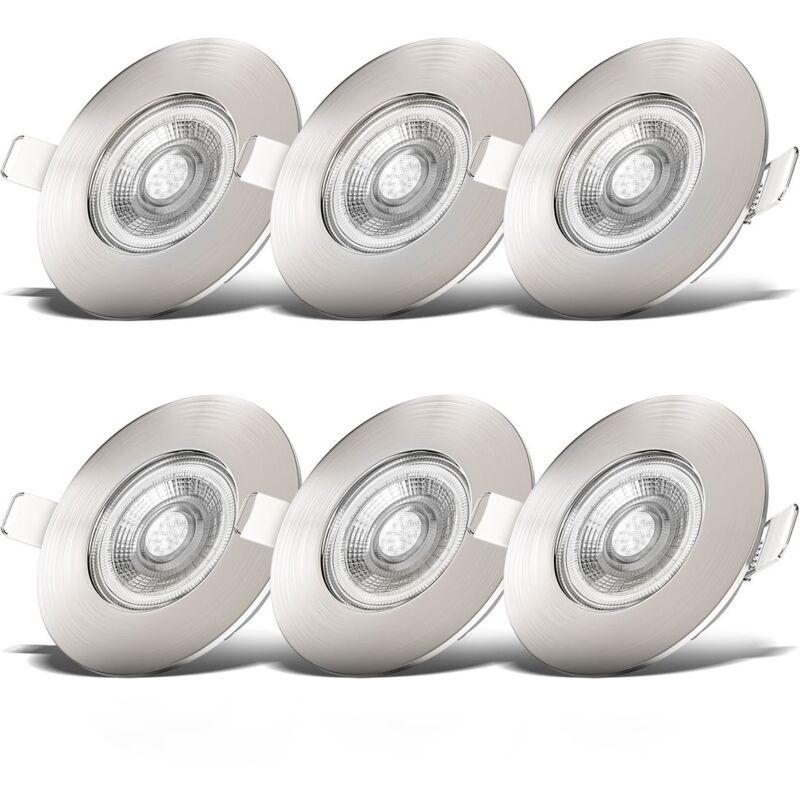 foto del prodotto b.k.licht faretti led da incasso dimmerabili ultrapiatti per bagno, led integrati 5w, foro 68mm, luce calda 3000k, 460lm, set da 6, rotondi,
