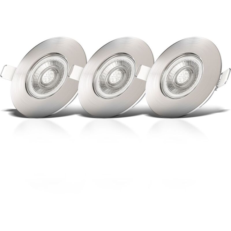 foto del prodotto b.k.licht faretti led da incasso ultrapiatti ip44 led integrati 5w diametro foro 68mm 3 faretti per bagno ultrasottili da soffitto luce calda 3000k