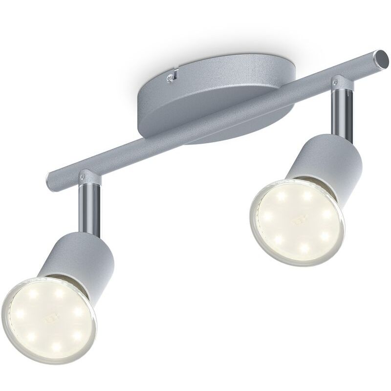 foto del prodotto b.k.licht faretti led da soffitto orientabili, include 2 lampadine gu10 da 3w, luce calda 3000k, plafoniera led moderna da soffitto, corpo in metallo