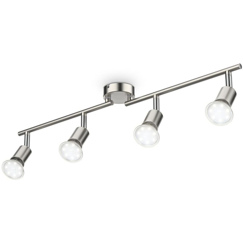foto del prodotto b.k.licht faretti led da soffitto orientabili, include 4 lampadine gu10 da 2,9w 260lm, luce calda 3000k, plafoniera moderna in metallo, lampada da