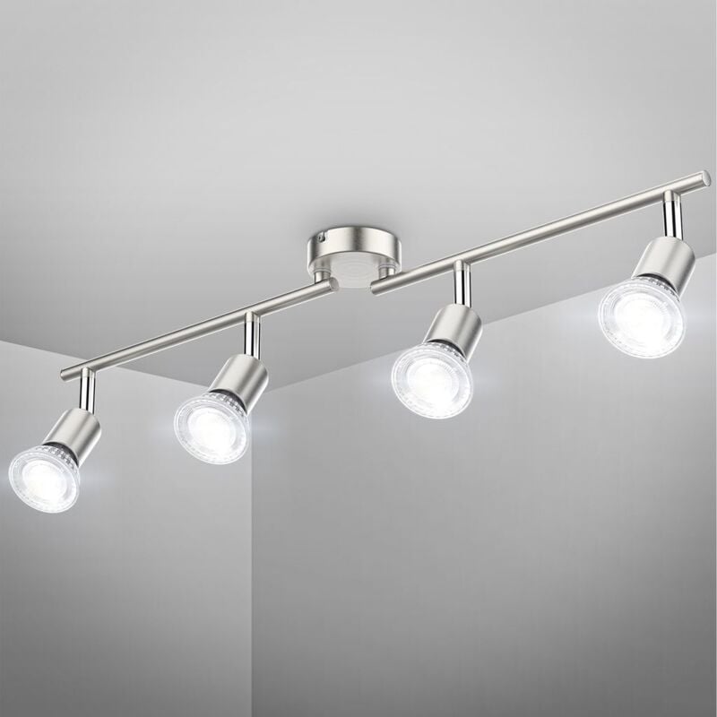 foto del prodotto b.k.licht faretti led da soffitto orientabili, include 4 lampadine gu10 da 5w 400lm, luce bianca neutra 4000k, plafoniera moderna in metallo,