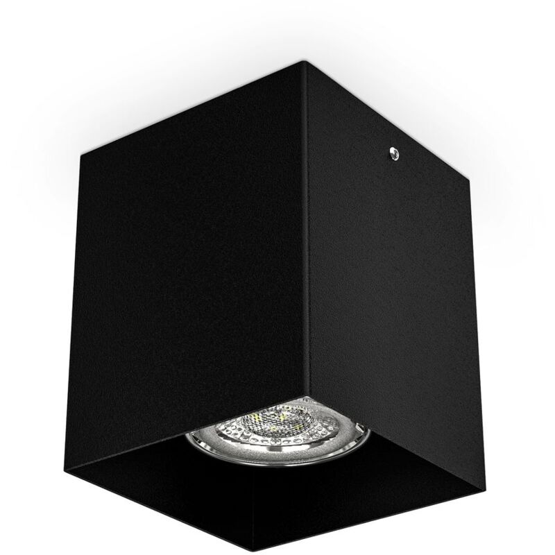 foto del prodotto b.k.licht faretto da soffitto, attacco per lampadina gu10 non inclusa, lampada da soffitto quadrata 8x8x9.5cm, metallo colore nero, plafoniera per