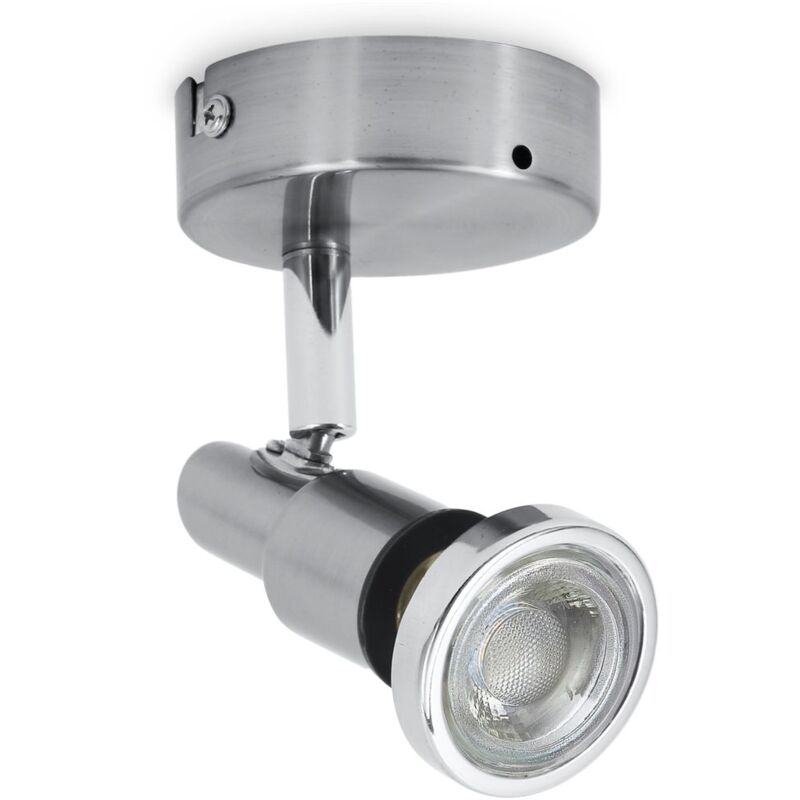 foto del prodotto b.k.licht faretto led da soffitto o parete orientabile, plafoniera bagno, include lampadina gu10 da 5w, luce calda 3000k, 400lm, applique