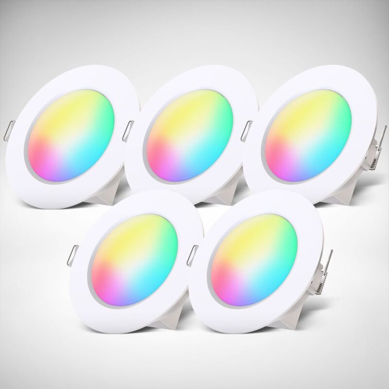 foto del prodotto b.k.licht i 5er set rgbw luci da incasso per il bagno led i faretto da incasso per il bagno colorato i telecomando i foro 70 mm i dimmerabile i
