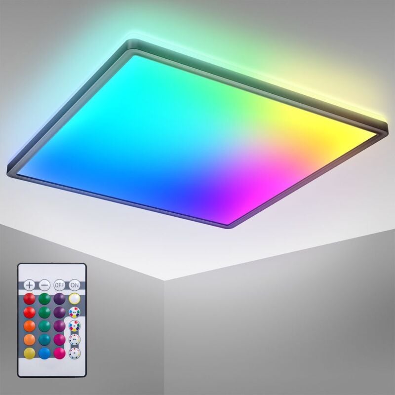 foto del prodotto b.k.licht i lampada da soffitto led rgb i pannello led ultra piatto i cambio colore i lampada da soffitto rgbw dimmerabile i illuminazione