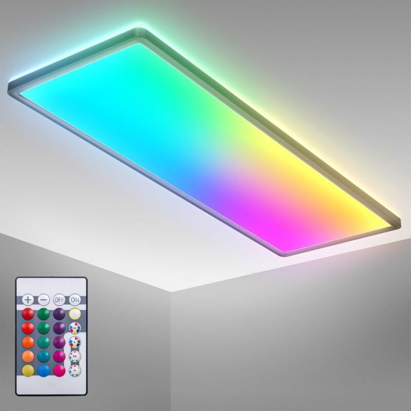 foto del prodotto b.k.licht i lampada da soffitto led rgb i pannello led ultra piatto i cambio colore i lampada da soffitto rgbw dimmerabile i illuminazione