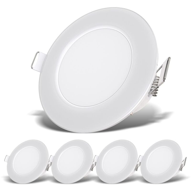 foto del prodotto b.k.licht i set di 5 faretti led da incasso per bagno bianco i ip65 waterproof i ultra piatto 30 mm i 68 mm foro i 86 mm i bianco i 5 x 3w schede