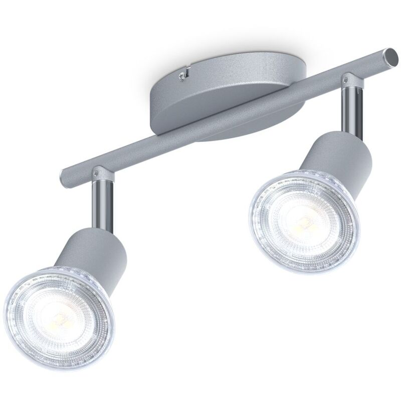 foto del prodotto b.k.licht i spot a soffitto a 2 fiamme led i 2x 5w illuminante gu10 i 2x 400lm i girevole i ip20 i 4000k bianco neutro i color titanio
