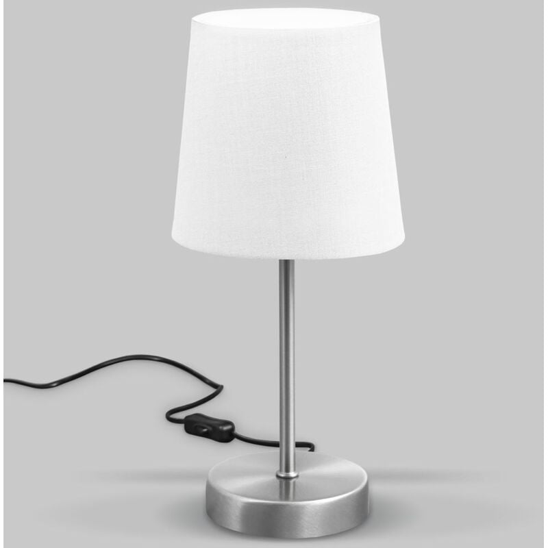 foto del prodotto b.k.licht lampada da comodino, lampada da tavolo con paralume in tessuto bianco, adatta per lampadina e14 non inclusa max 25w, altezza 30.8cm,