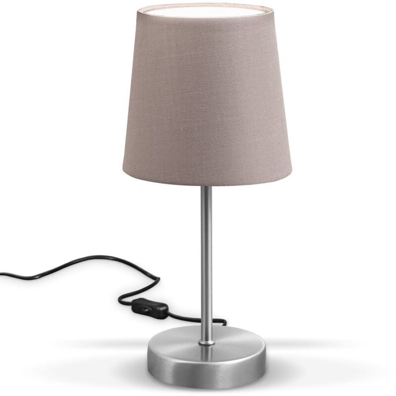 foto del prodotto b.k.licht lampada da comodino, lampada da tavolo con paralume in tessuto color grigio talpa, adatta per lampadina e14 non inclusa max 25w, alta