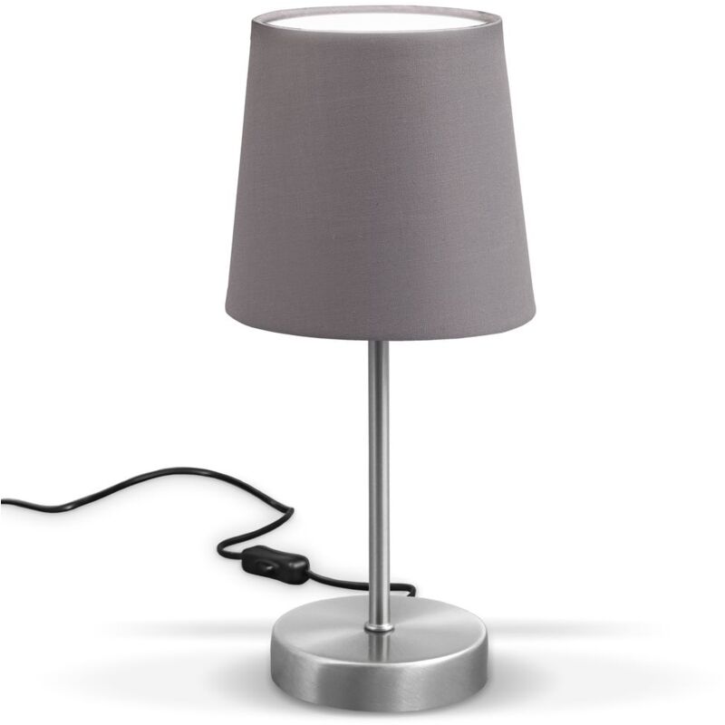 foto del prodotto b.k.licht lampada da comodino, lampada da tavolo con paralume in tessuto grigio, adatta per lampadina e14 non inclusa max 25w, altezza 30.8cm,