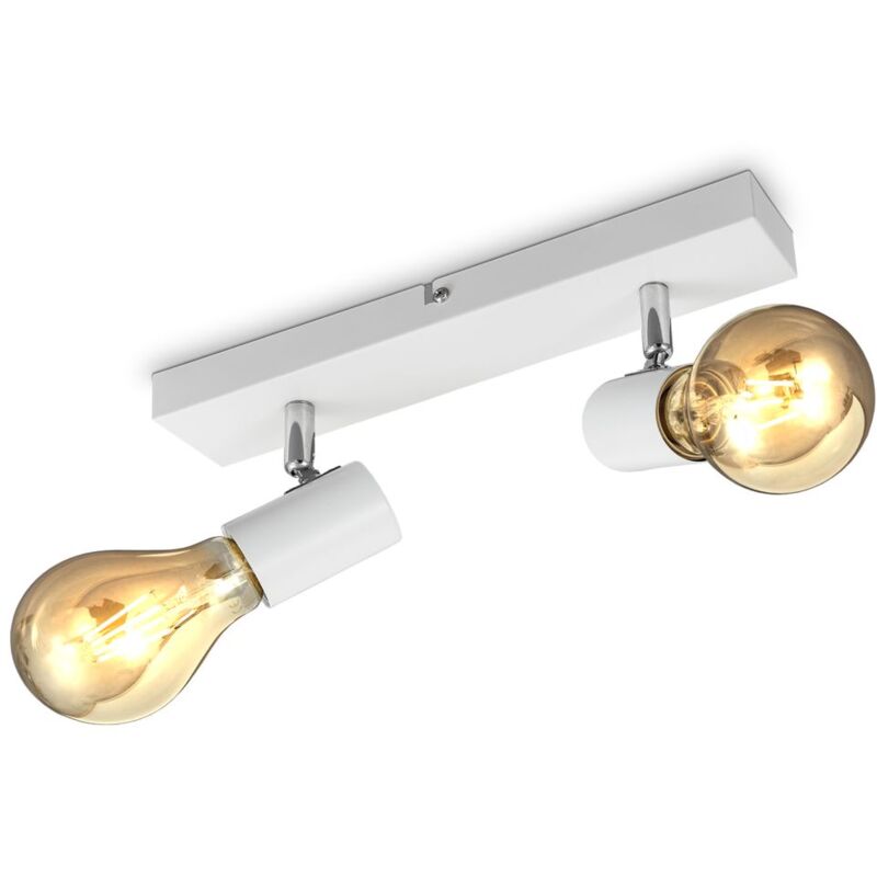 foto del prodotto b.k.licht lampada da soffitto con 2 faretti orientabili, adatta per 2 lampadine e27 non incluse max 60w, metallo bianco, plafoniera percucina,