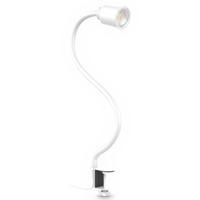 foto del prodotto b.k.licht luce a morsetto led con 5w gu10 illuminante i bianco caldo i collo d oca flessibile i girevole i girevole i girevole i interruttore a